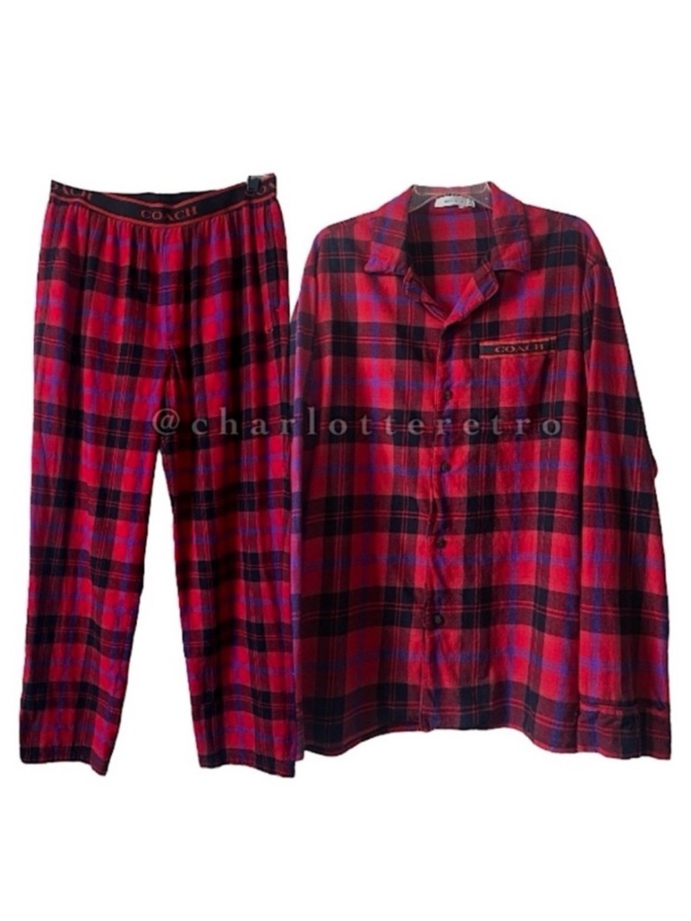 Coach x Saks Fifth Avenue • Red Bleeker Plaid Flannel Pajama Set